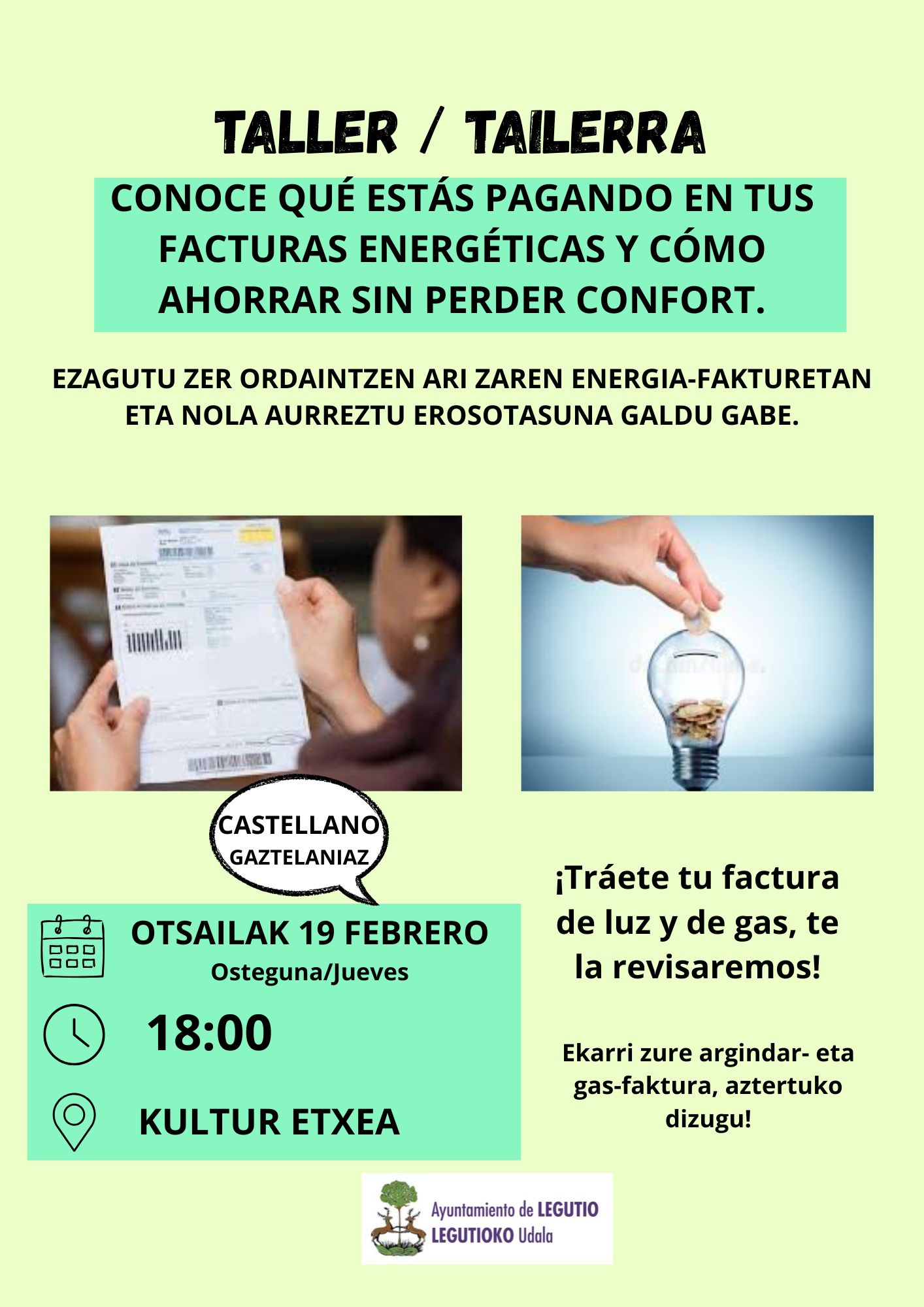 Ezagutu zure energia-faktura. Tailerra. 2026/02/19.