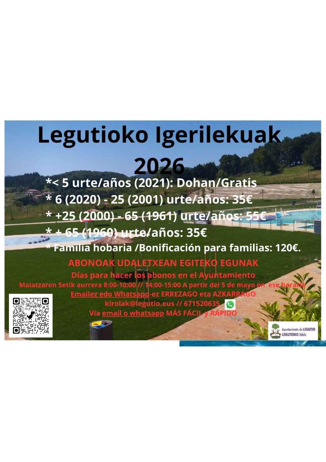 Legutioko igerilekuak 2026