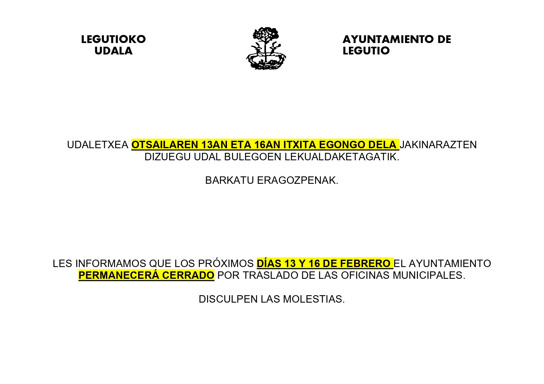 LEKUALDAKETA/ TRASLADO