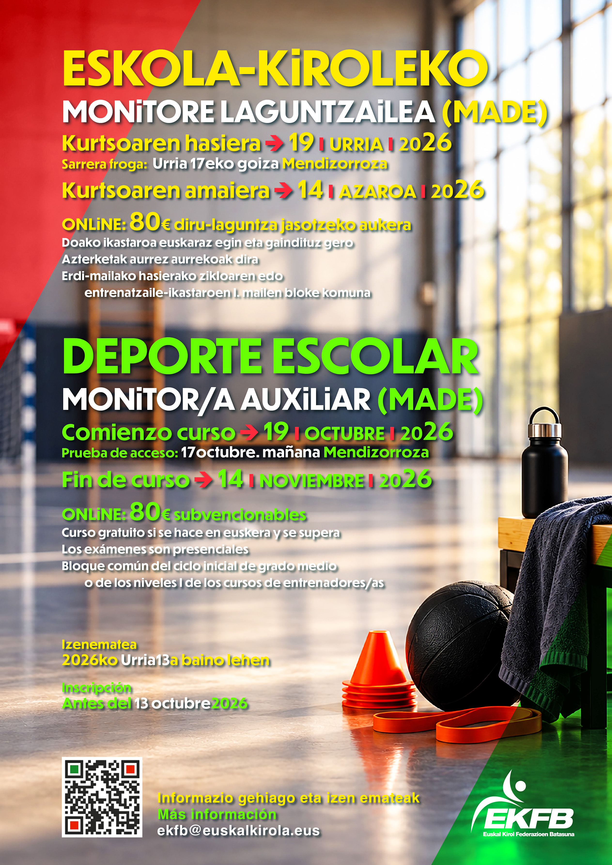 Eskola-kiroleko monitore laguntzaile (MADE)