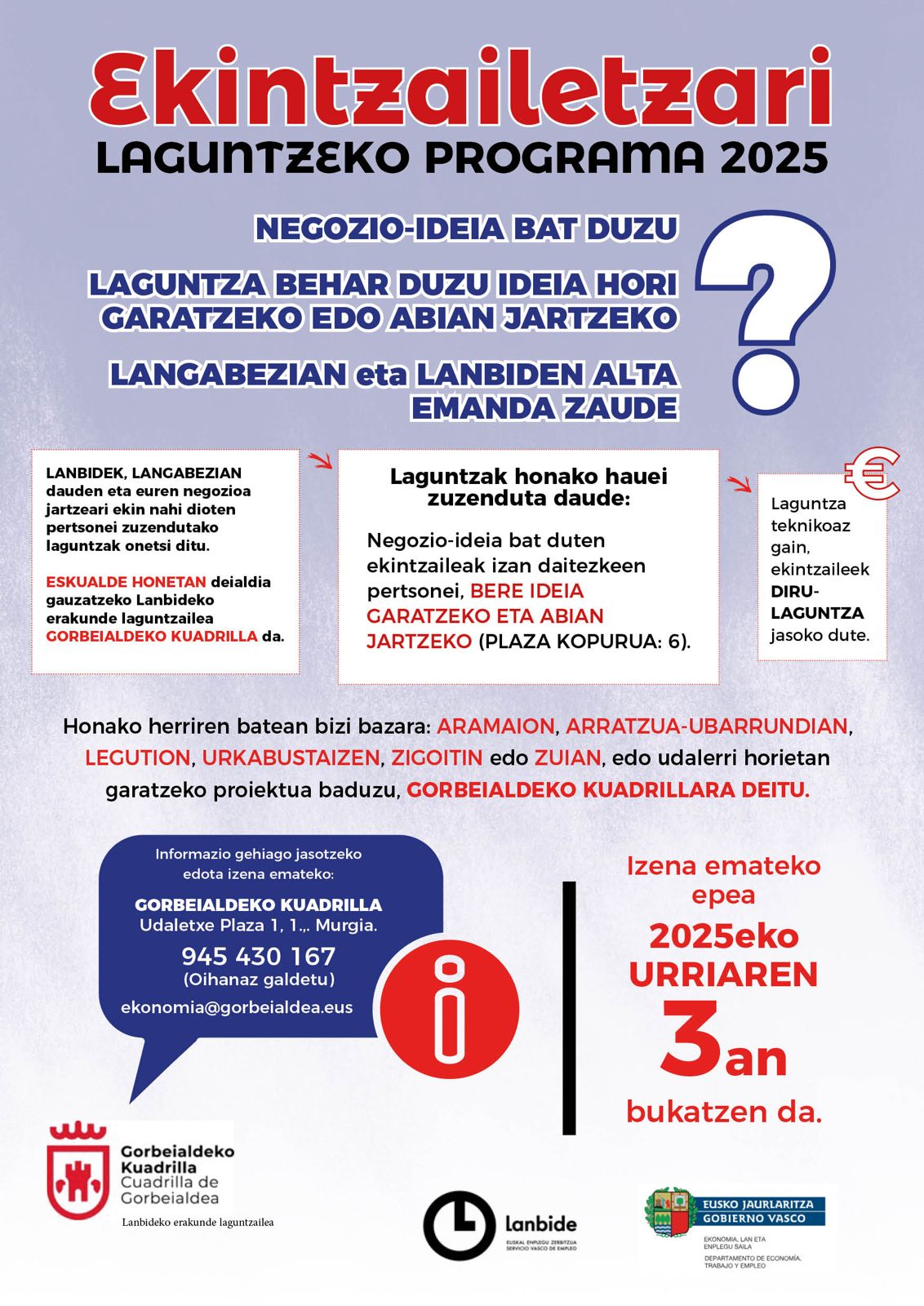 Ekintzailetzari laguntzeko programa 2025.