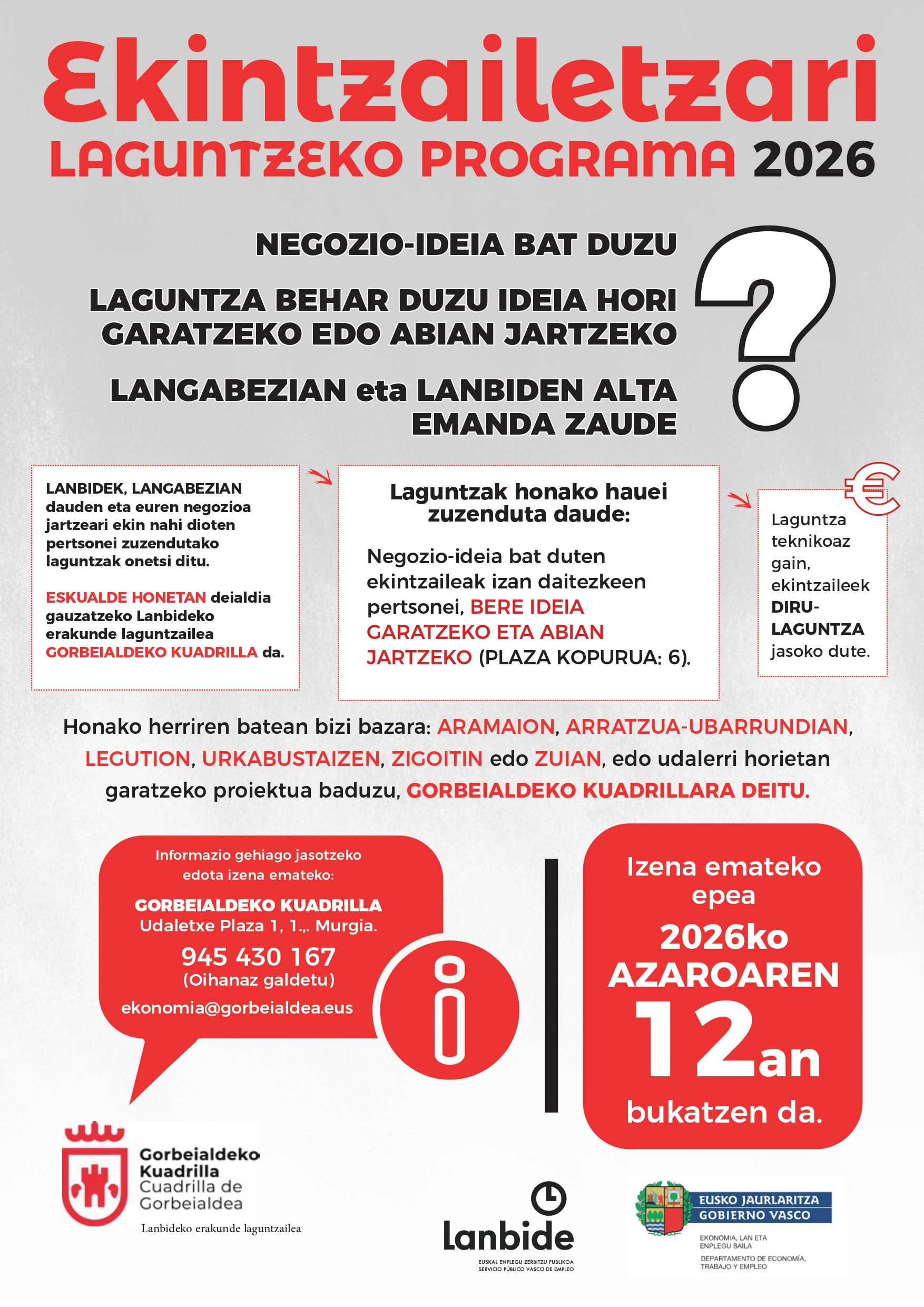 Ekintzailetzari laguntzeko programa 2026