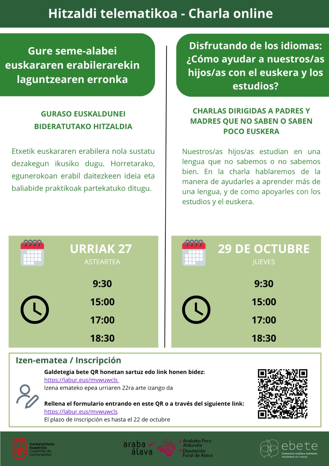 Euskararen erabilera seme-alabekin. Hitzaldi telematikoa.