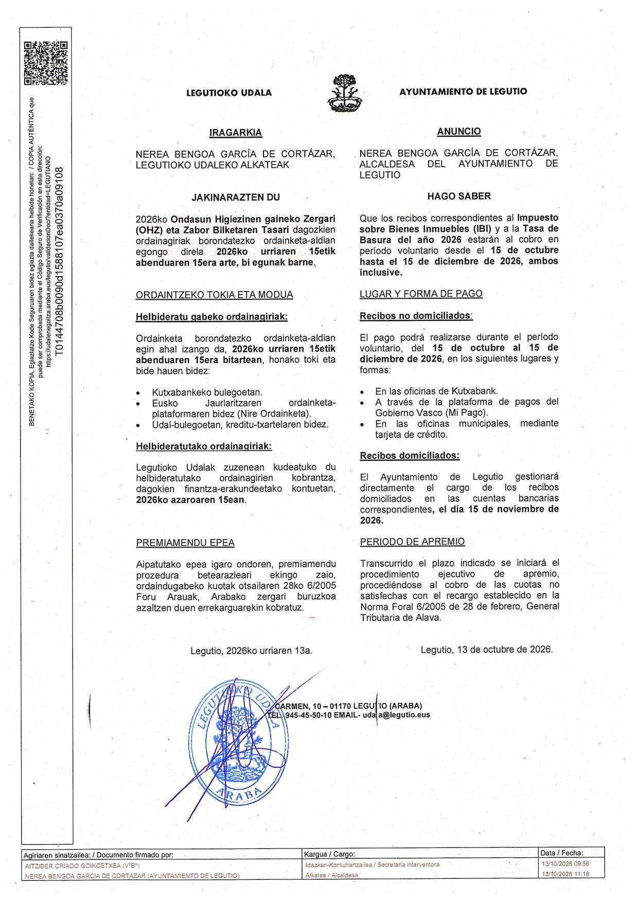 IRAGARKIA: OHZ eta zabor tasa.