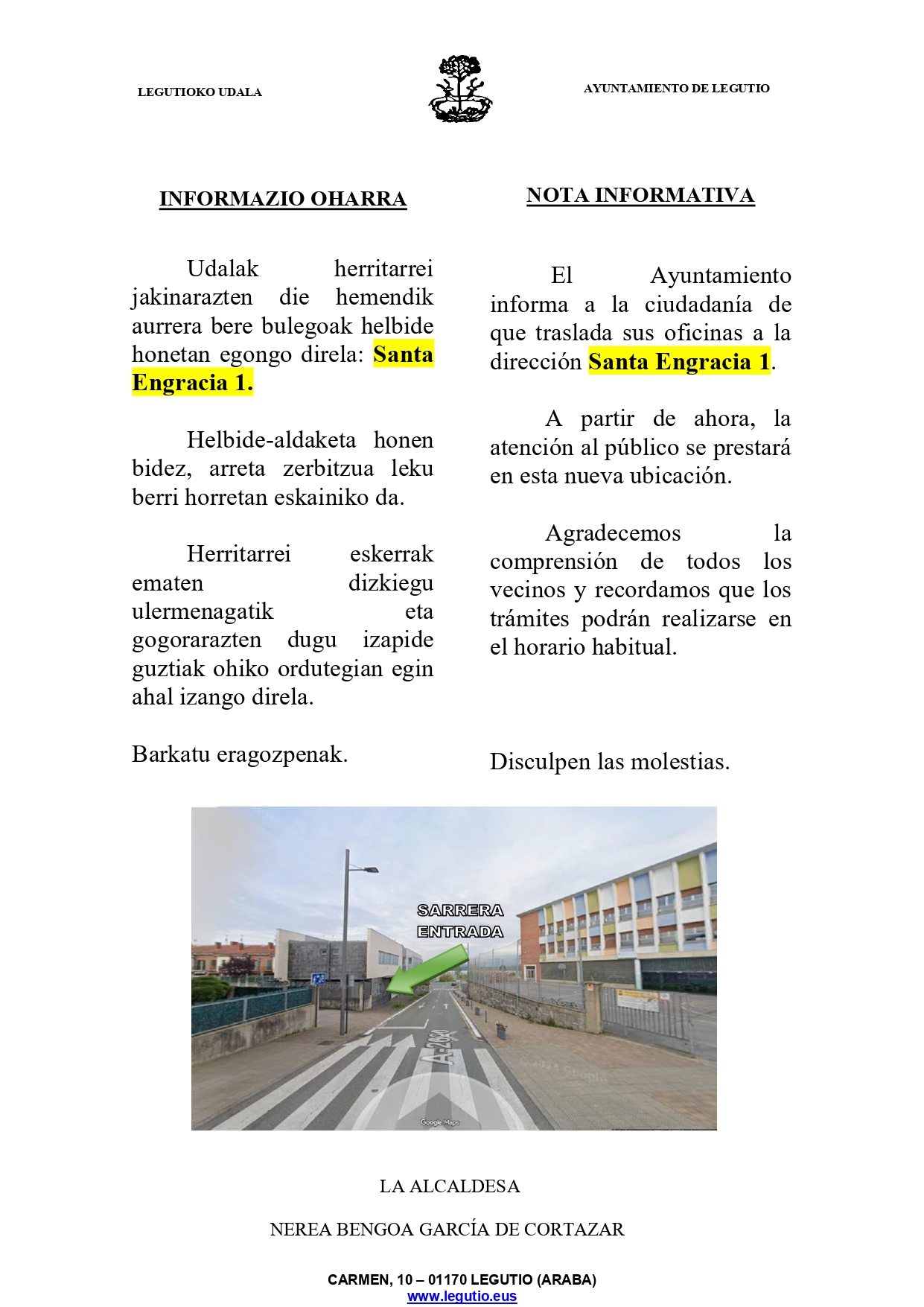 LEKUALDAKETA/ TRASLADO