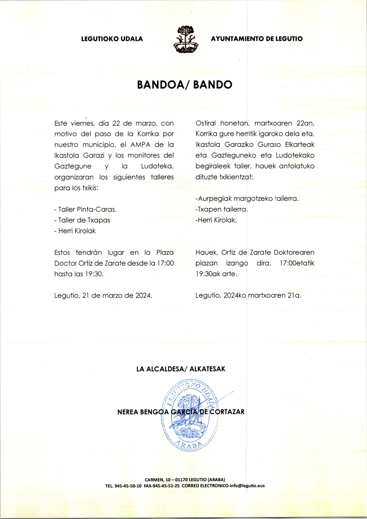 bando talleres korrika
