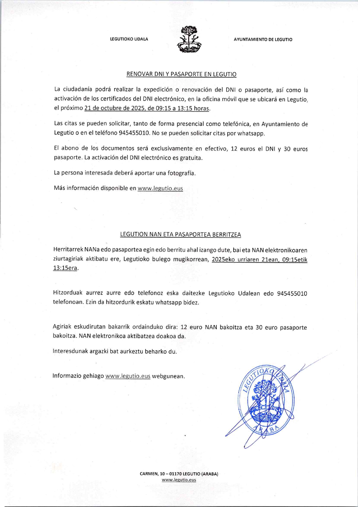 NAN eta Pasaportearen berritzea.