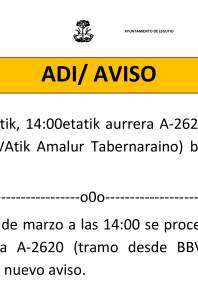 A-2620 zeharbidearen itxiera