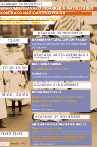 AZAROAK 25 EGUNEKO EGITARAUA
